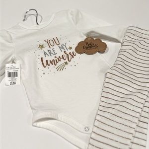 12 mo You are my Universe Gold & White set